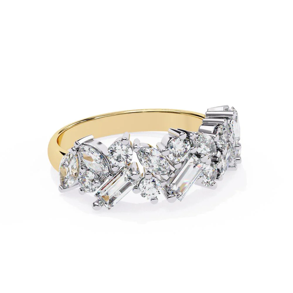Multi Shape Stone Half Eternity Wedding Band - Image 6