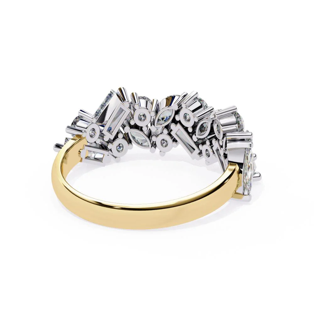 Multi Shape Stone Half Eternity Wedding Band - Image 7