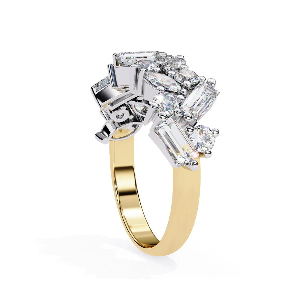 Multi Shape Stone Half Eternity Wedding Band - Image 8