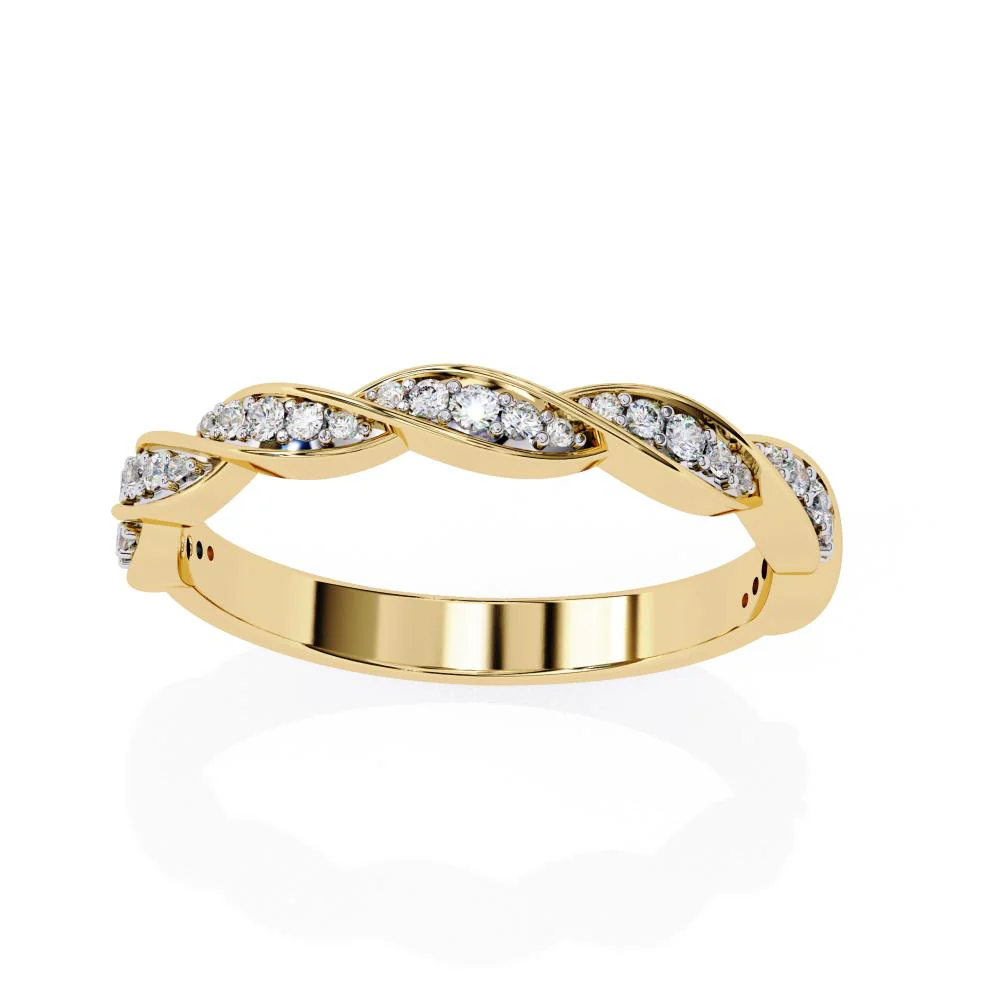 Multi Stone Dainty Twisted Wedding Band - Image 5