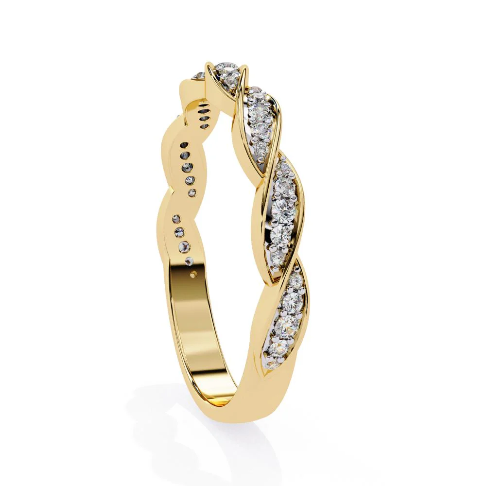 Multi Stone Dainty Twisted Wedding Band - Image 7