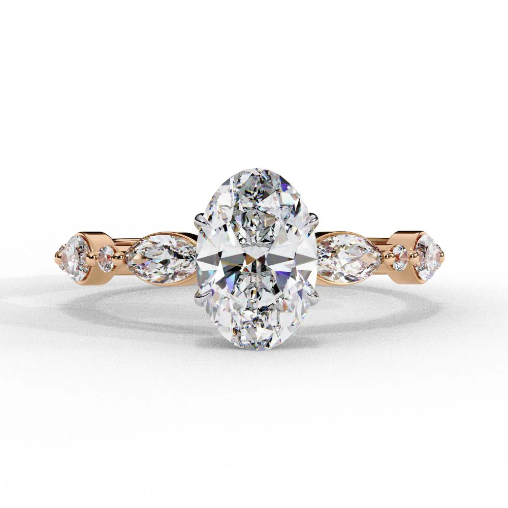 Oval Solitaire With Accent Engagement Ring - Image 2