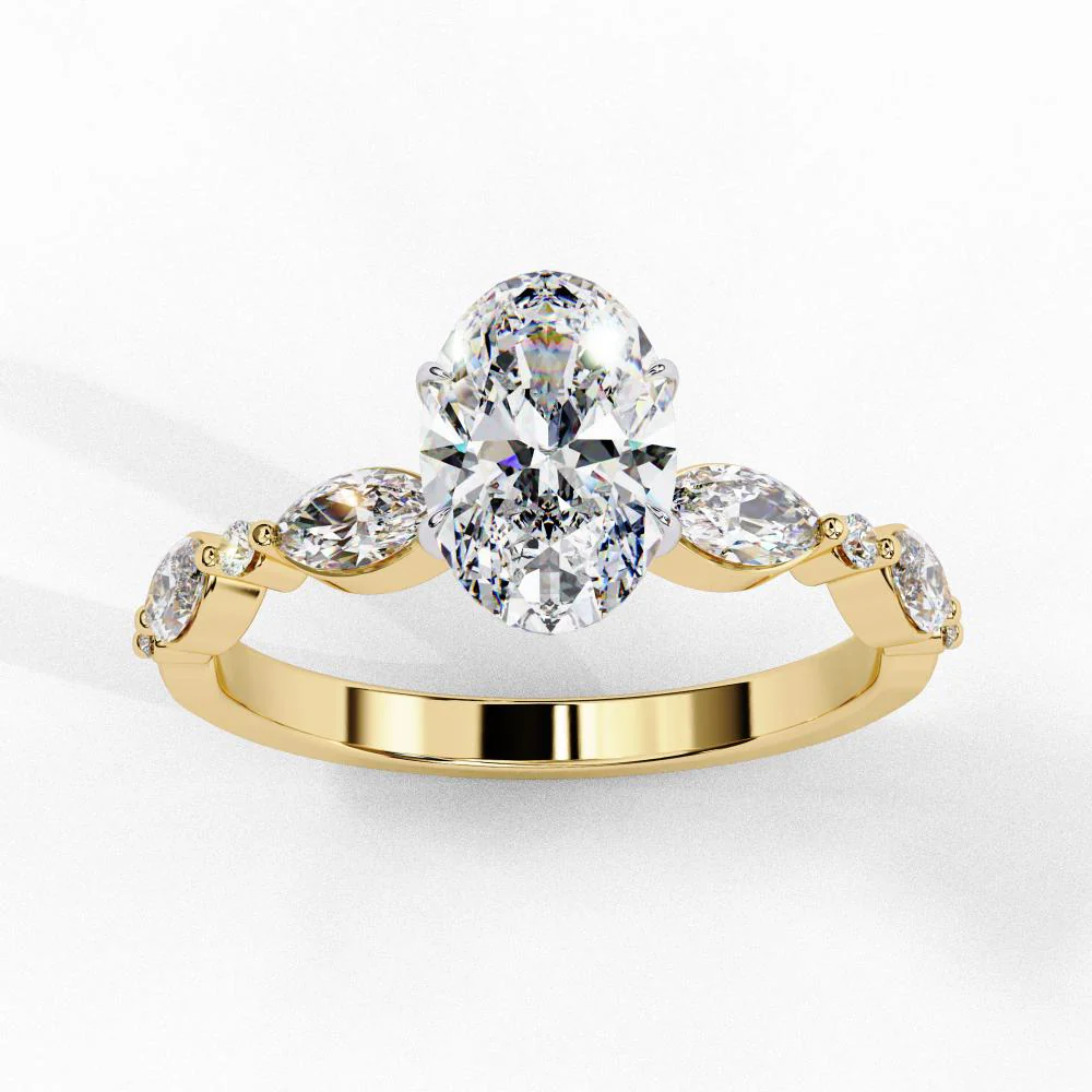 Oval Solitaire With Accent Engagement Ring - Image 5