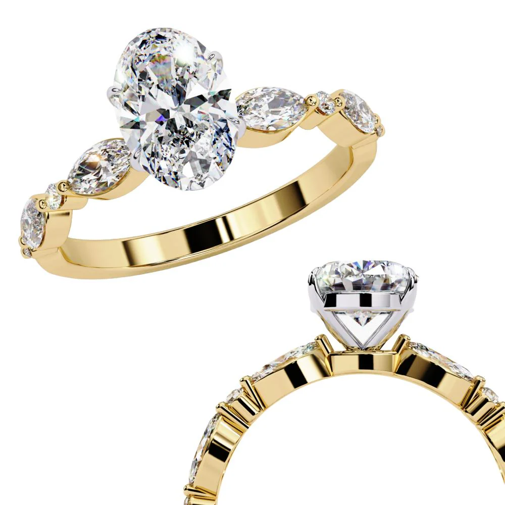 Oval Solitaire With Accent Engagement Ring - Image 8