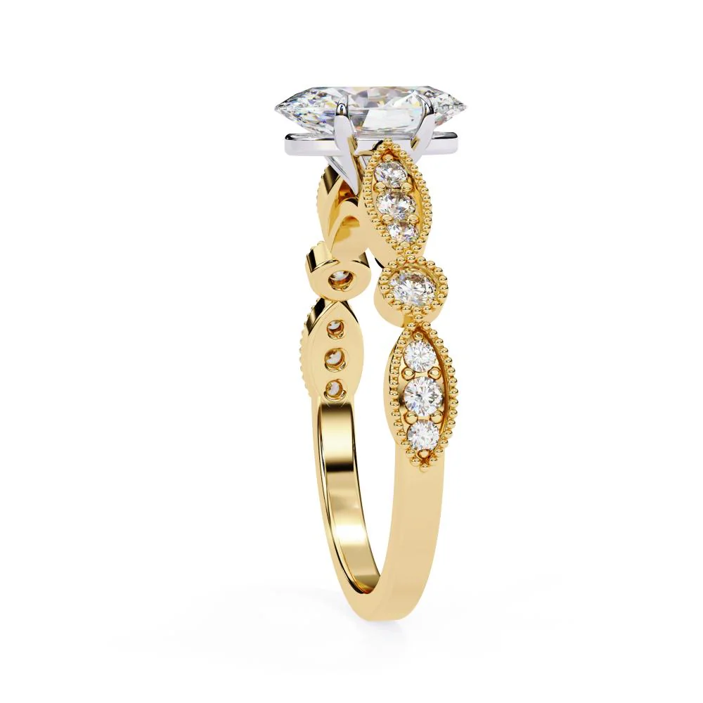 Oval Cathedral with Milgrain Band Engagement Ring - Image 7