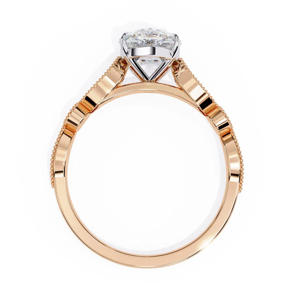 Oval Cathedral with Milgrain Band Engagement Ring - Image 8