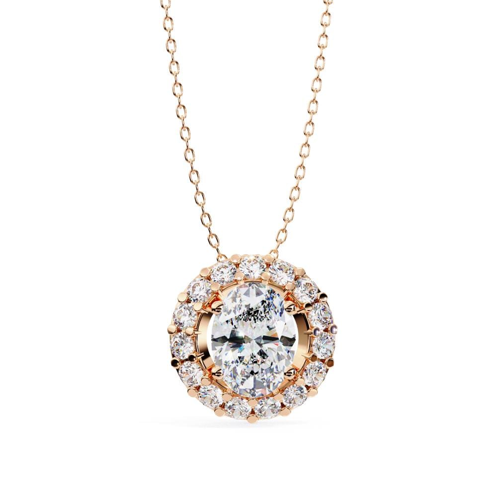 Oval Halo Pendant With Chain - Image 2