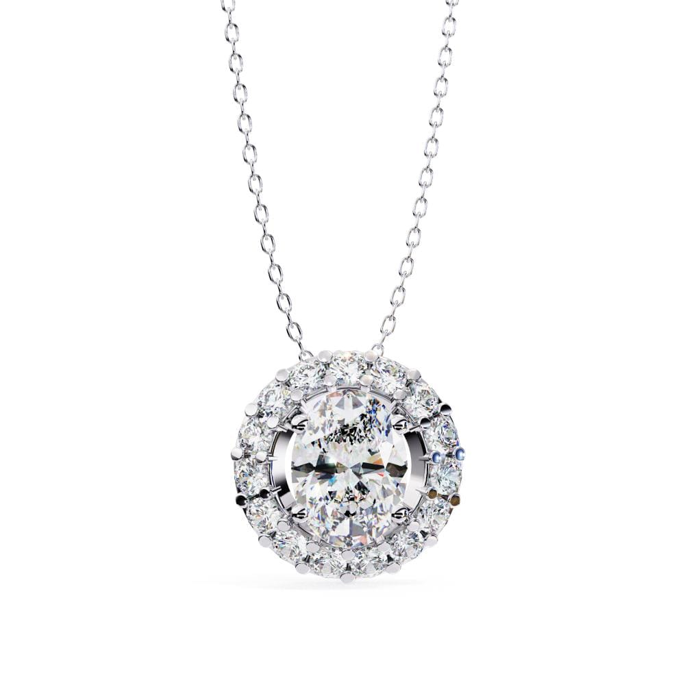 Oval Halo Pendant With Chain - Image 3