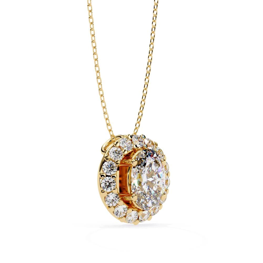 Oval Halo Pendant With Chain - Image 6