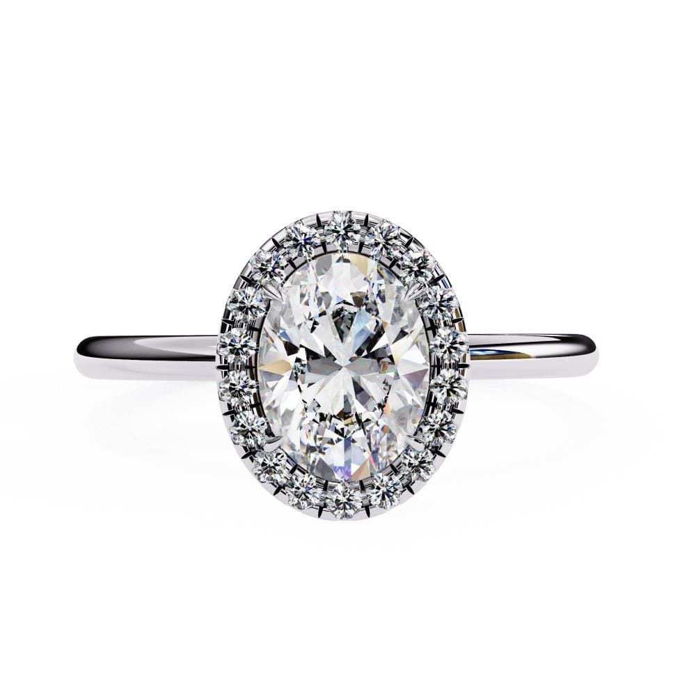 Oval Solitaire with Halo Engagement ring - Image 3