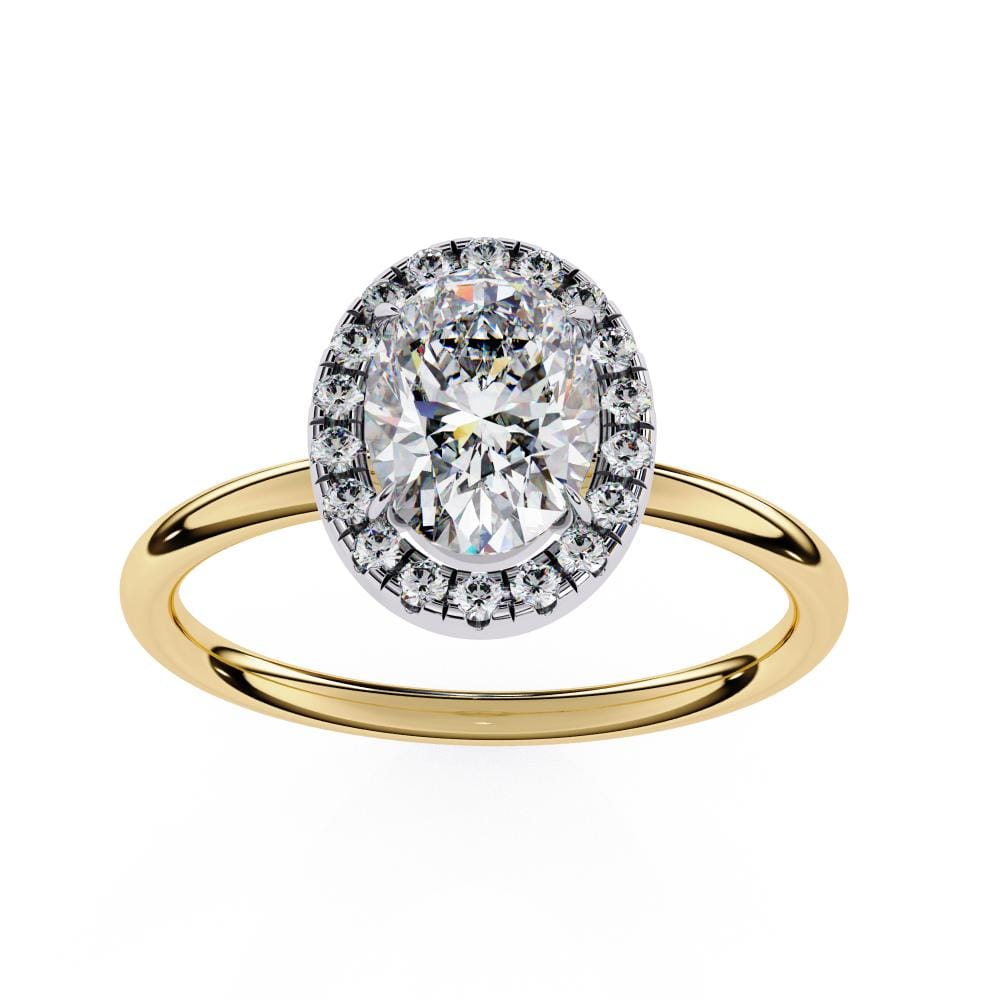 Oval Solitaire with Halo Engagement ring - Image 5