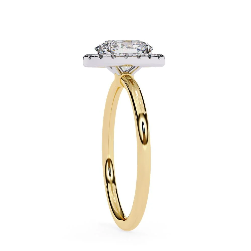 Oval Solitaire with Halo Engagement ring - Image 7