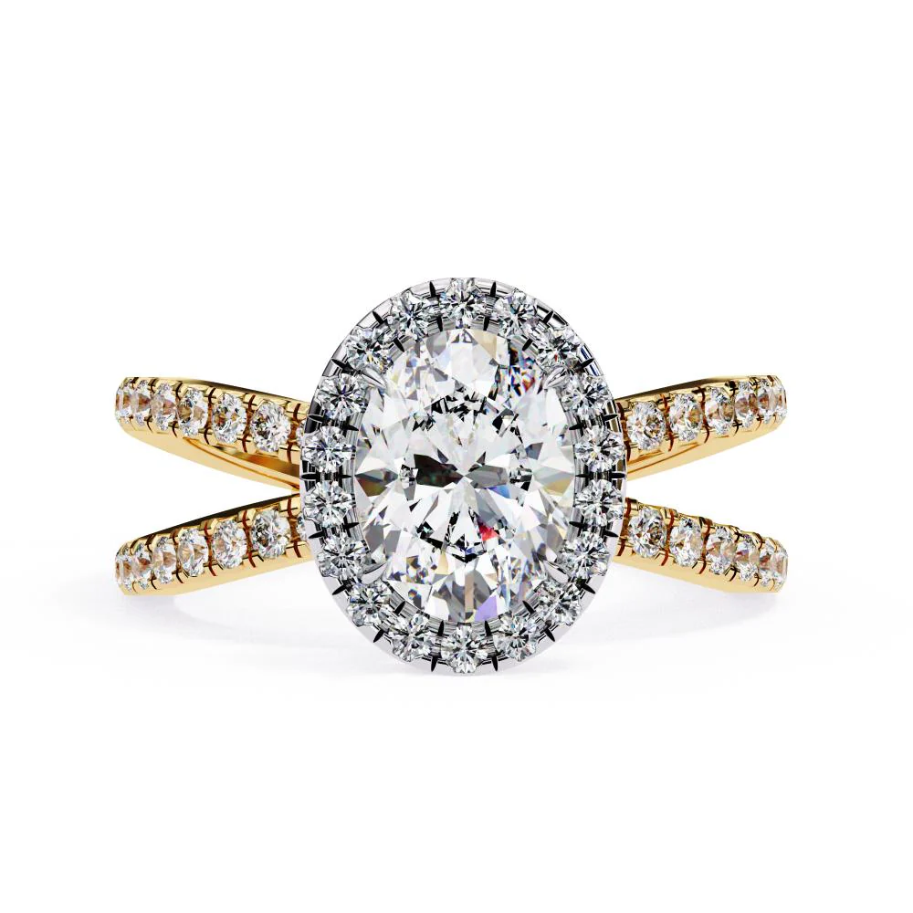 Oval Halo With Split Shank Engagement Ring