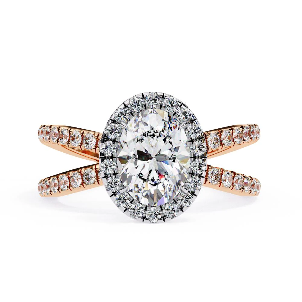 Oval Halo With Split Shank Engagement Ring - Image 2