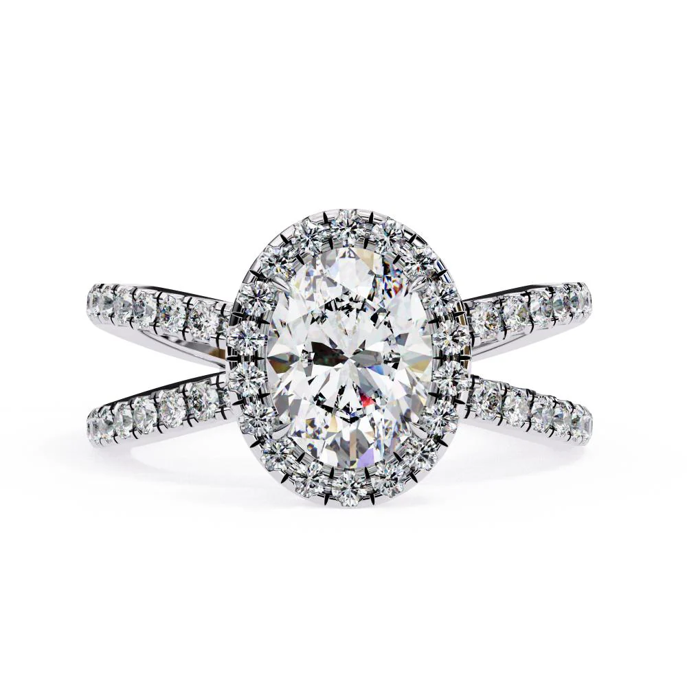 Oval Halo With Split Shank Engagement Ring - Image 3