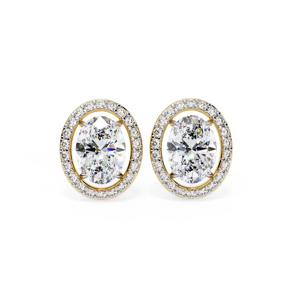 Oval Halo Stud Earrings - Image 5