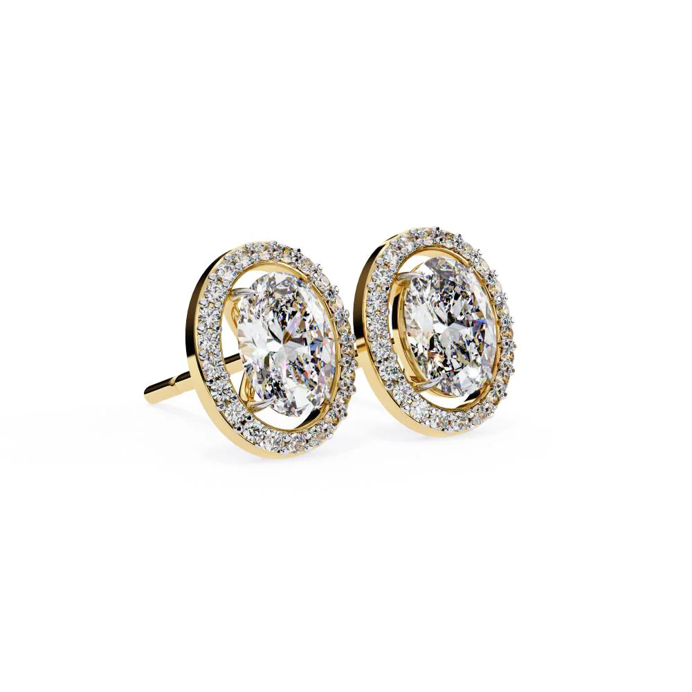 Oval Halo Stud Earrings - Image 6