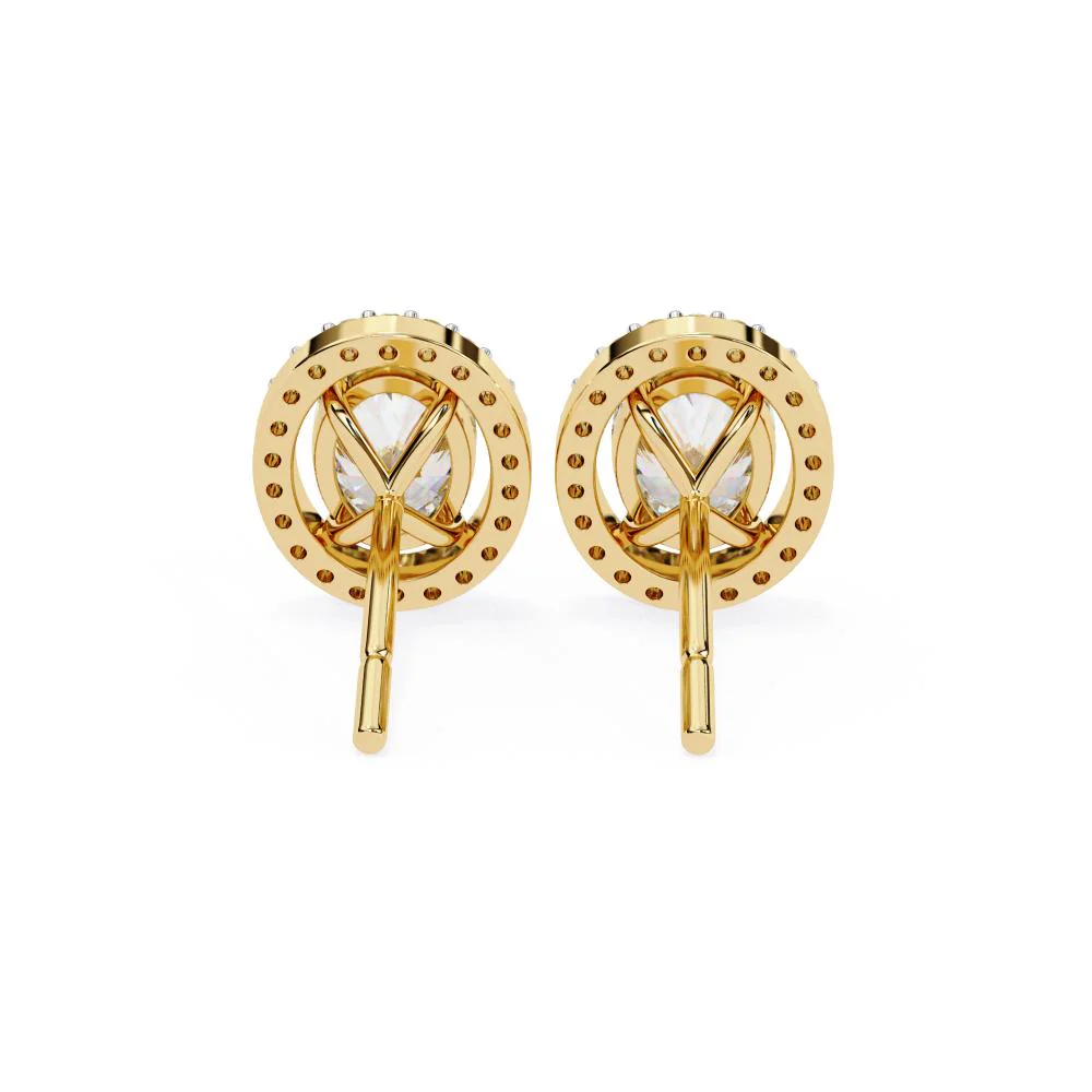 Oval Halo Stud Earrings - Image 7