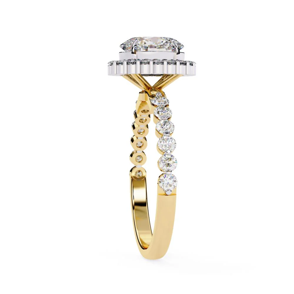 Oval Halo with Shared Prong Band Engagement Ring - Image 7