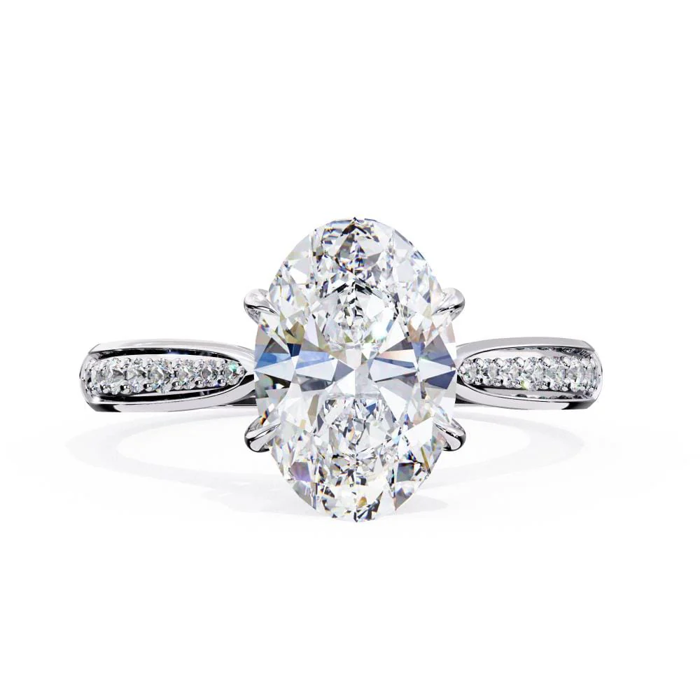 Oval Hidden Accent with Pointer Band Engagement ring - Image 3