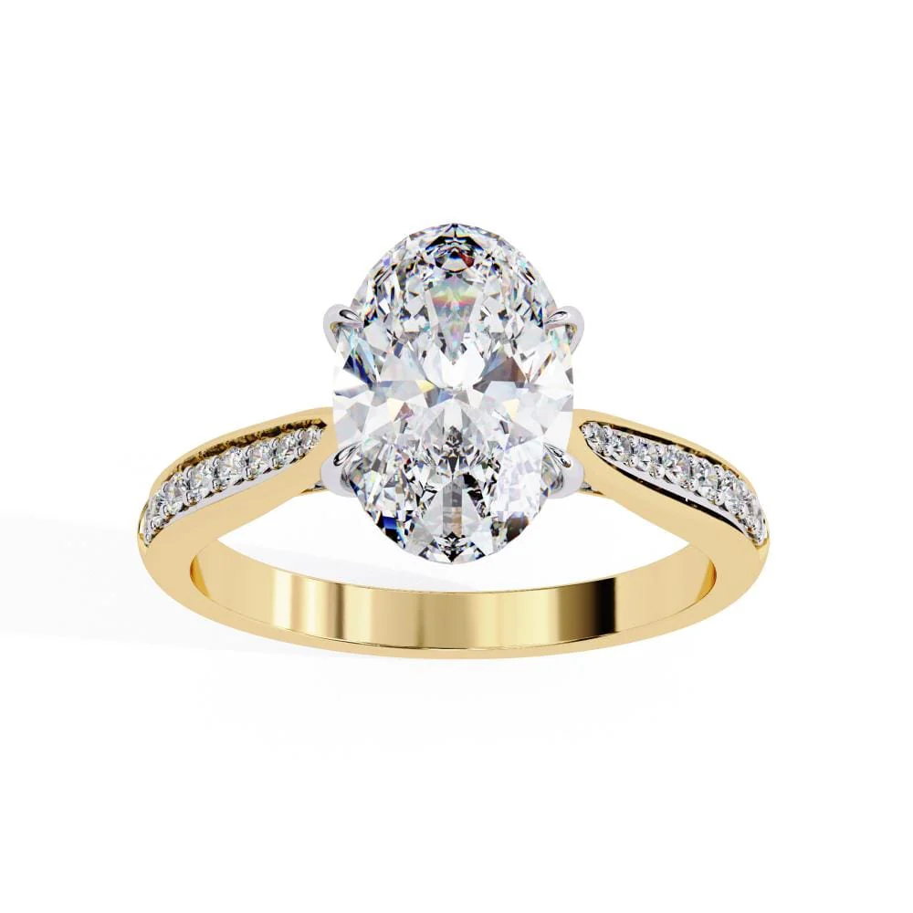 Oval Hidden Accent with Pointer Band Engagement ring - Image 5