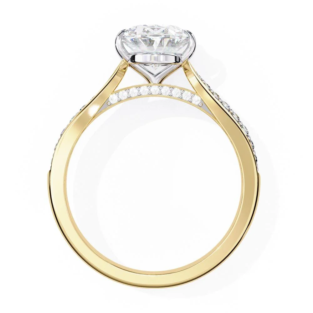 Oval Hidden Accent with Pointer Band Engagement ring - Image 6
