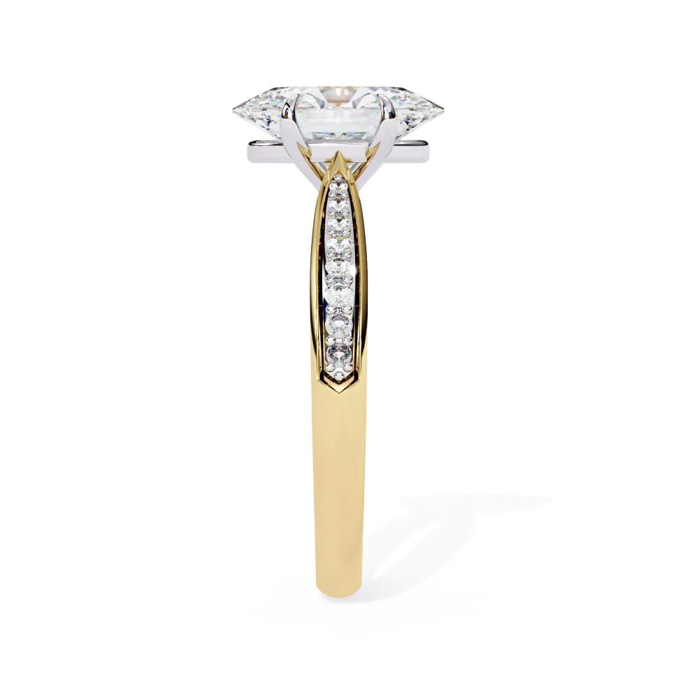 Oval Hidden Accent with Pointer Band Engagement ring - Image 7