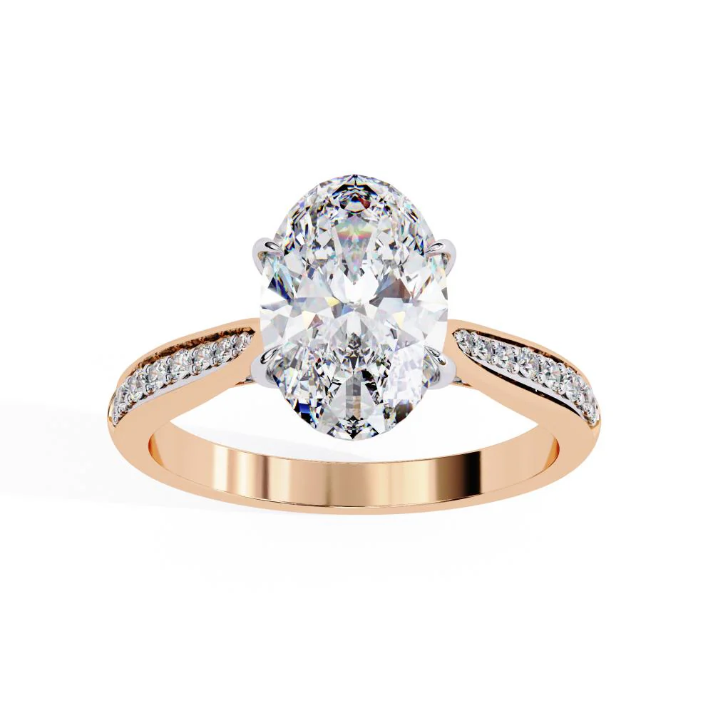 Oval Hidden Accent with Pointer Band Engagement ring - Image 8