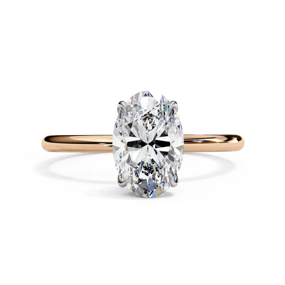 Oval Hidden Halo Engagement Ring - Image 2