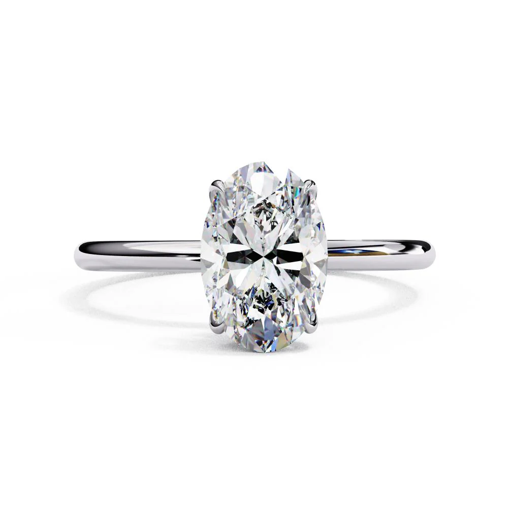 Oval Hidden Halo Engagement Ring - Image 3