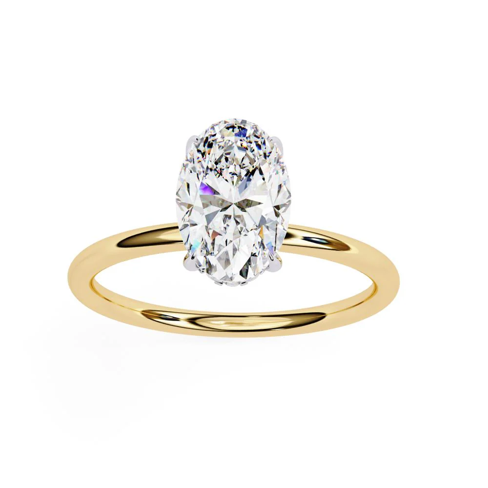 Oval Hidden Halo Engagement Ring - Image 6