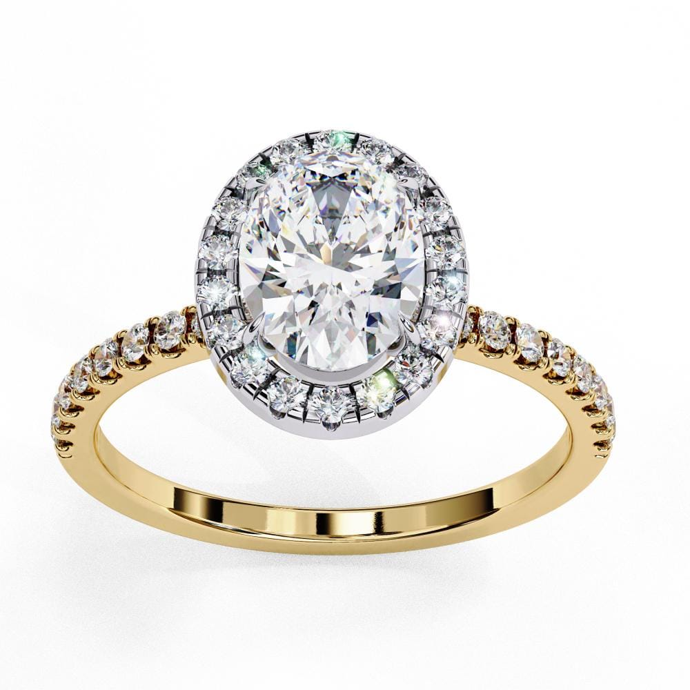 Oval Halo With Pave Band Engagement Ring - Image 5
