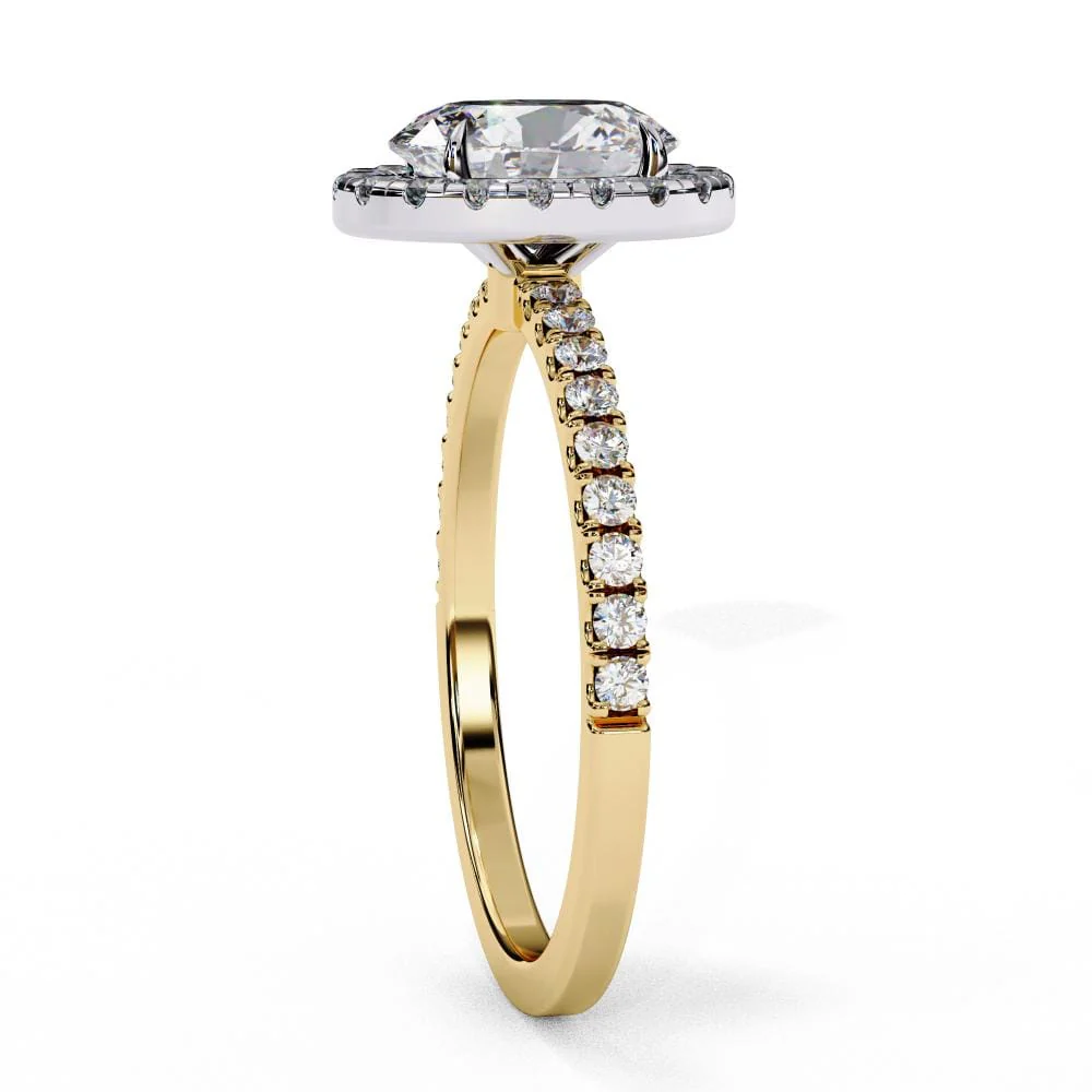Oval Halo With Pave Band Engagement Ring - Image 7