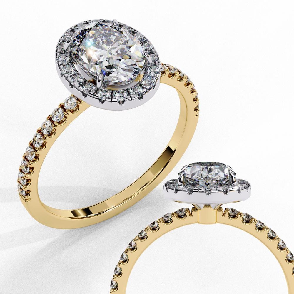 Oval Halo With Pave Band Engagement Ring - Image 8