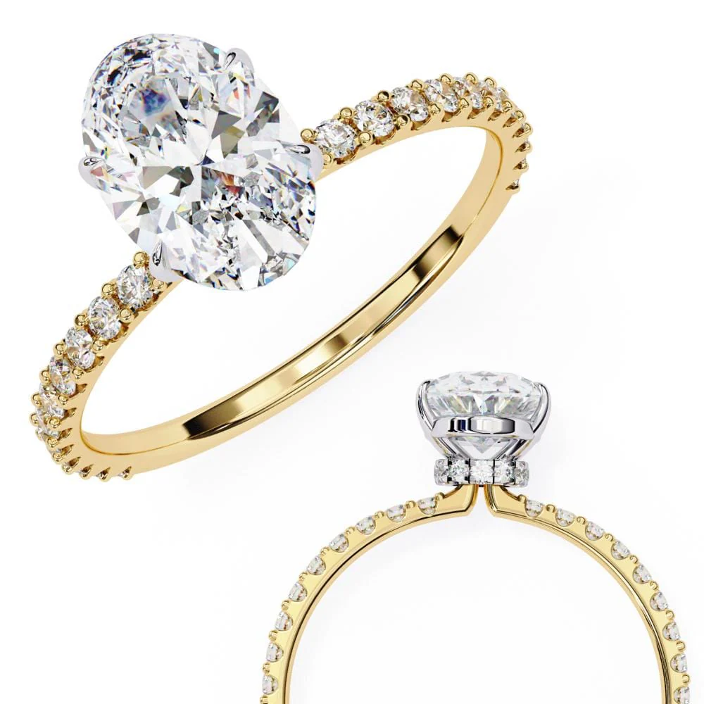 Oval Mystic Secret Halo Engagement ring - Image 8