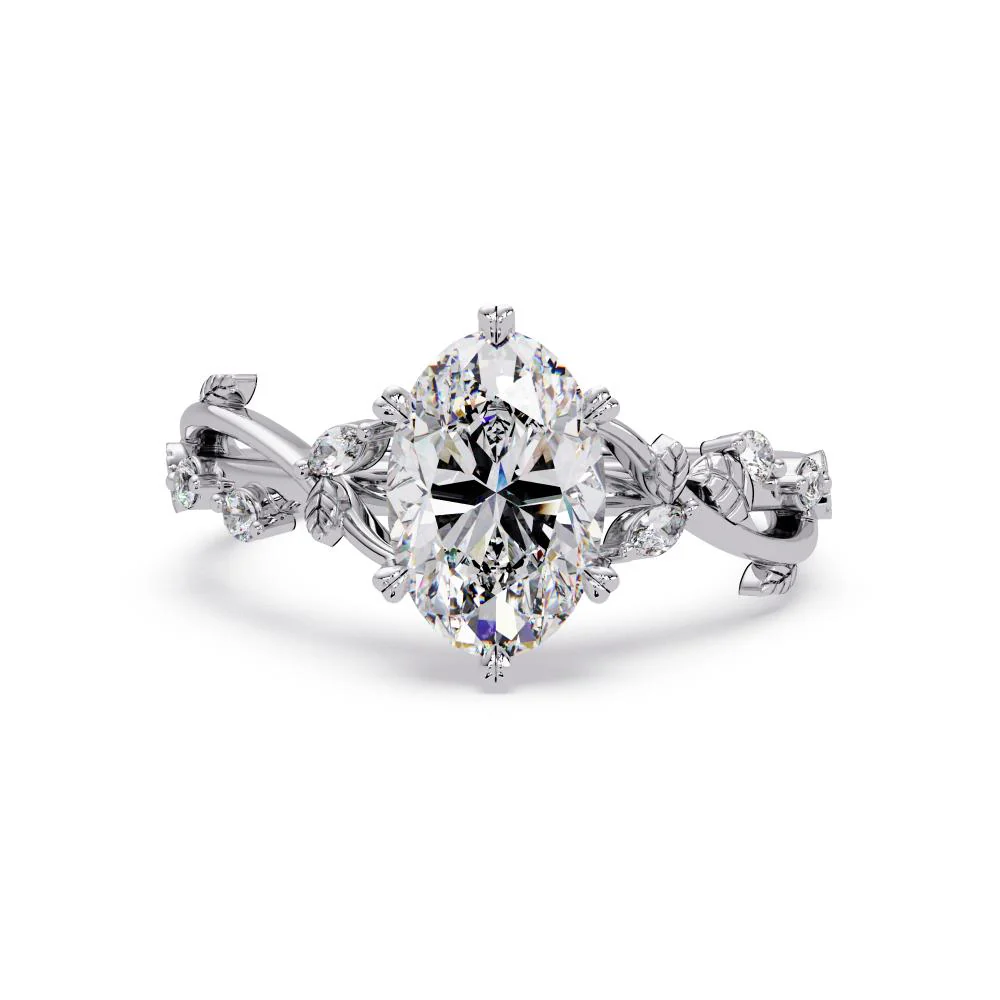 Oval Nature inspired Engagement Ring - Image 3