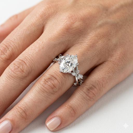 Oval Nature inspired Engagement Ring - Image 4