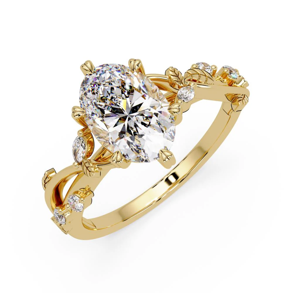 Oval Nature inspired Engagement Ring - Image 6