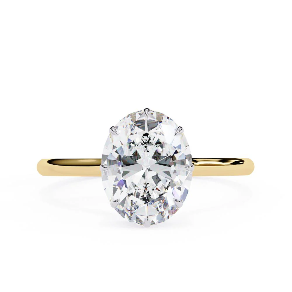 Oval Petite Pave Hidden Halo Engagement Ring