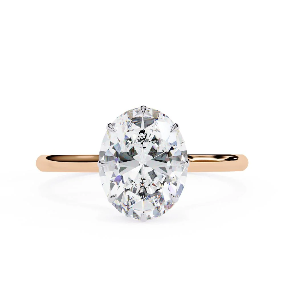 Oval Petite Pave Hidden Halo Engagement Ring - Image 2