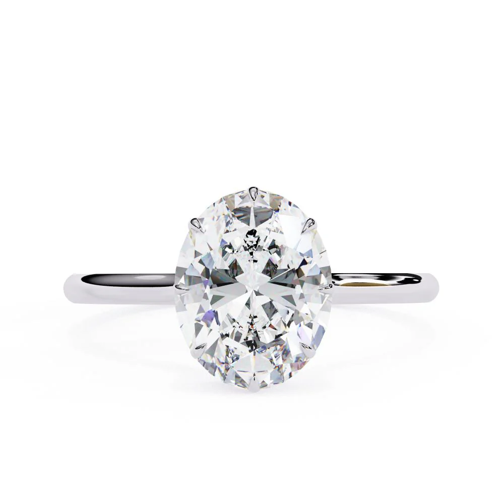 Oval Petite Pave Hidden Halo Engagement Ring - Image 3