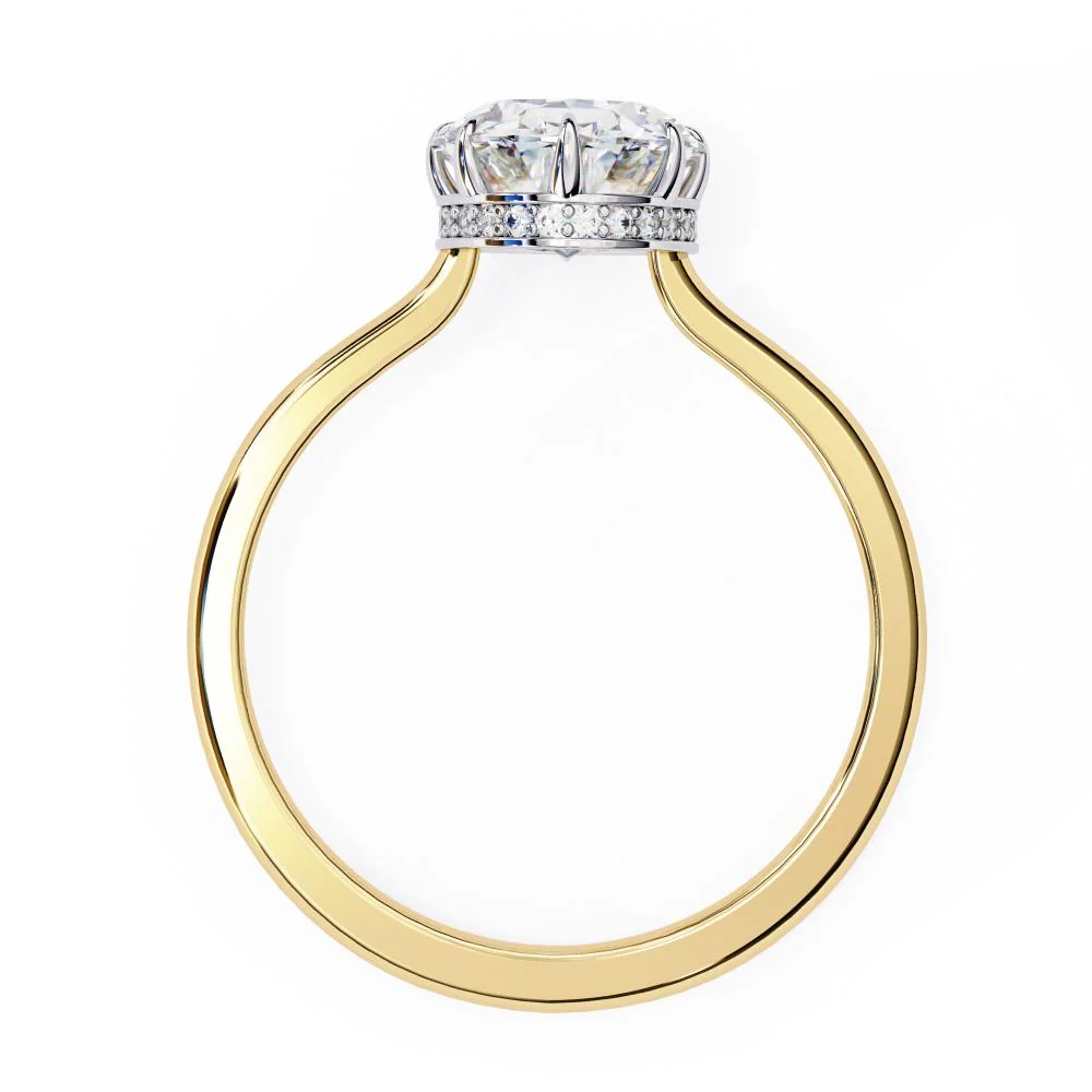 Oval Petite Pave Hidden Halo Engagement Ring - Image 5