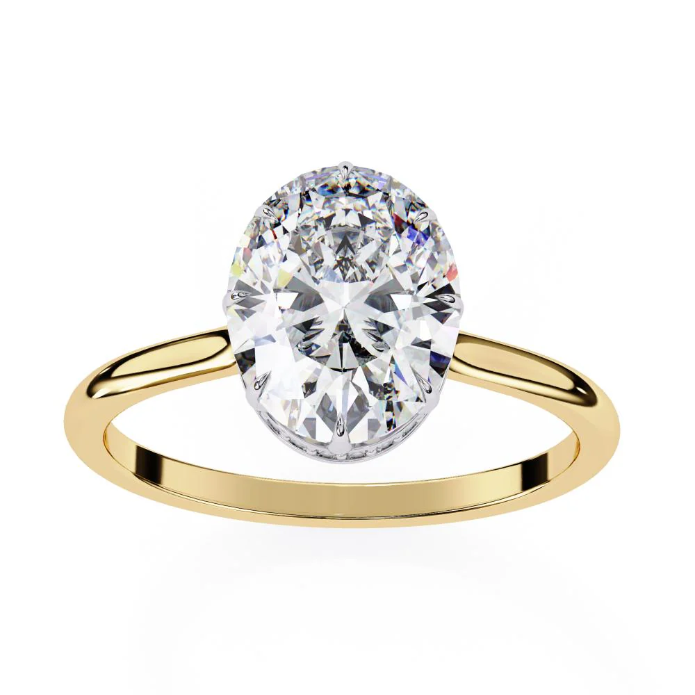 Oval Petite Pave Hidden Halo Engagement Ring - Image 7