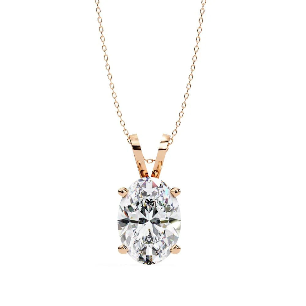 Oval Solitaire Pendant with Chain - Image 2