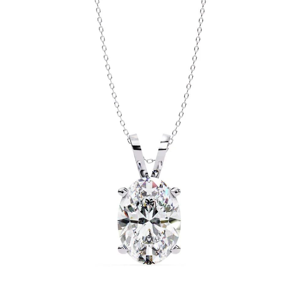 Oval Solitaire Pendant with Chain - Image 3