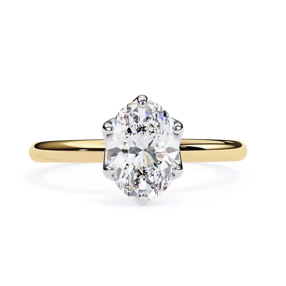 Oval Solitaire With Lotus Flower Prong Engagement Ring