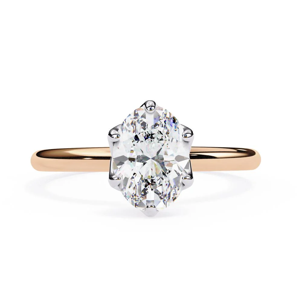 Oval Solitaire With Lotus Flower Prong Engagement Ring - Image 2