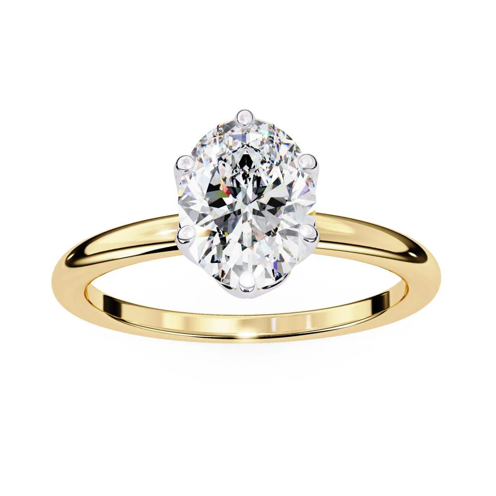 Oval Solitaire With Lotus Flower Prong Engagement Ring - Image 5