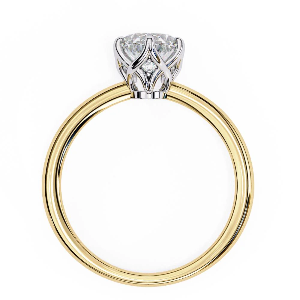 Oval Solitaire With Lotus Flower Prong Engagement Ring - Image 6