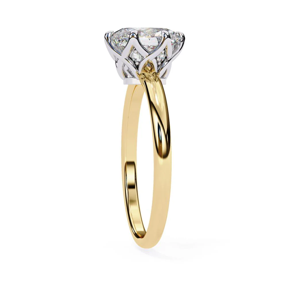 Oval Solitaire With Lotus Flower Prong Engagement Ring - Image 7